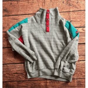 Marker Vintage Quarter Zip Gray Sweater Men's Size‎ X-Large